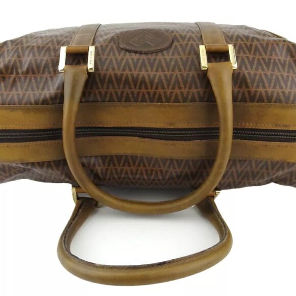 MARIO VALENTINO Boston bag MV mark beige PVC ?~ leather Authentic T19856 - Picture 6 of 9